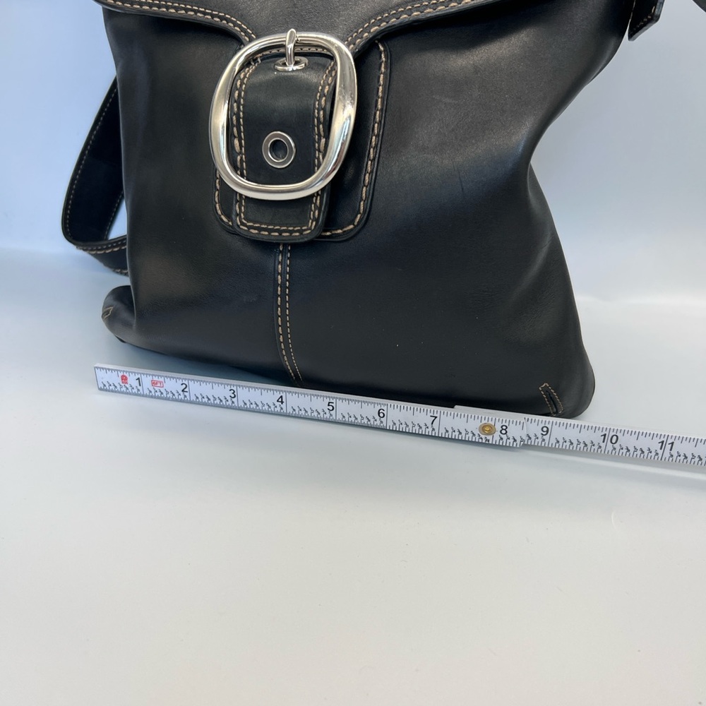 Coach Black Leather Crossbody Bag with Silver Buckle - Picture 7 of 10